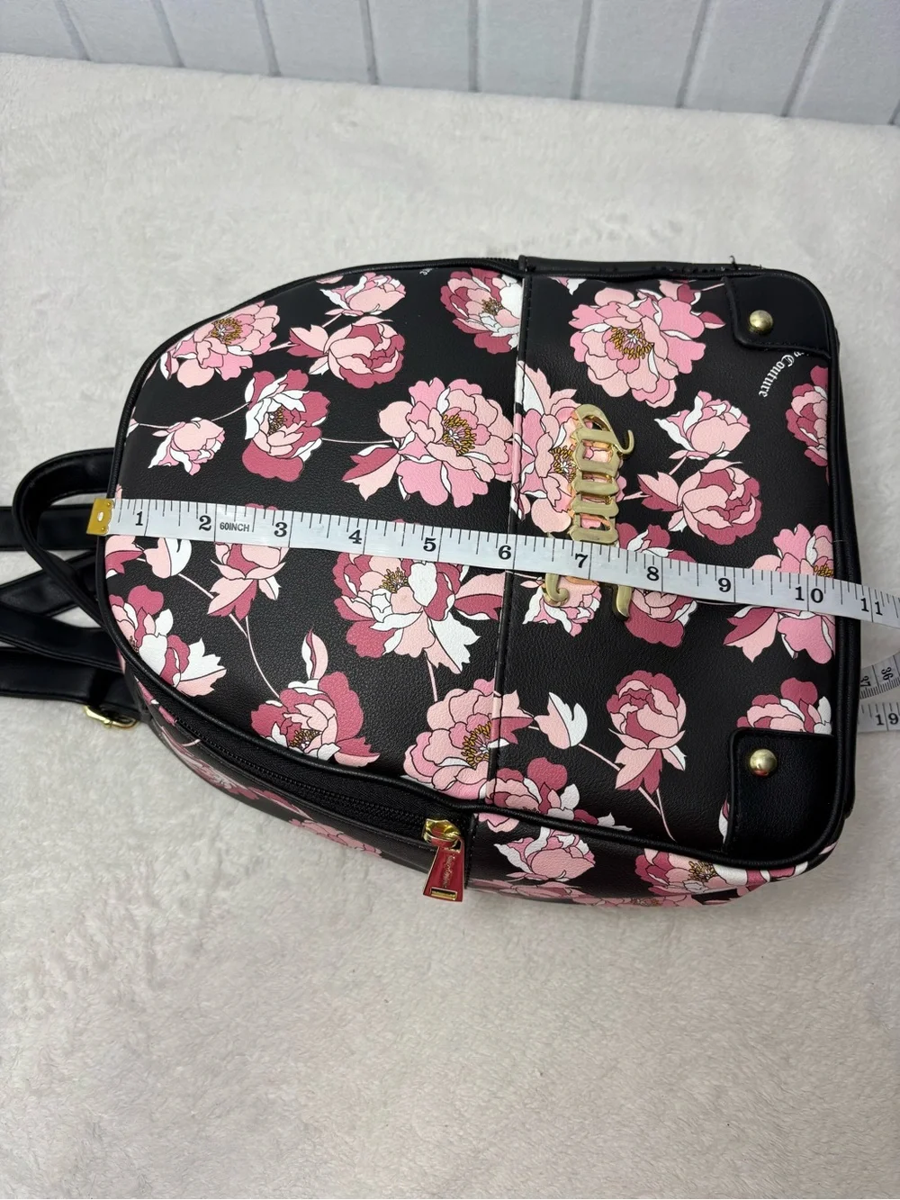 Juicy Couture‎ Black Floral Mini Backpack with Pink Blooms